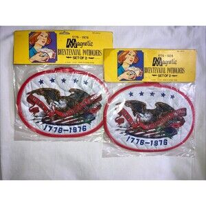 VTG Set Of 2 Magnetic Bicentennial 1976 Pot Holders Hong Kong USA Potholders